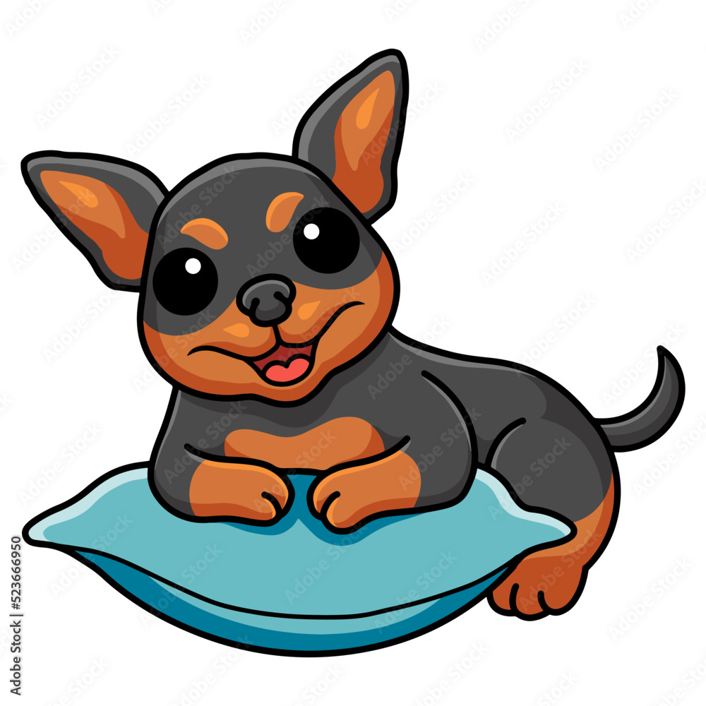 Cute Russian toy dog cartoon on the pillow Cute Russian toy dog cartoon on the pillow