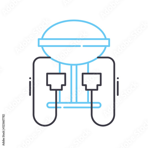 city hub station line icon, outline symbol, vector illustration, concept sign