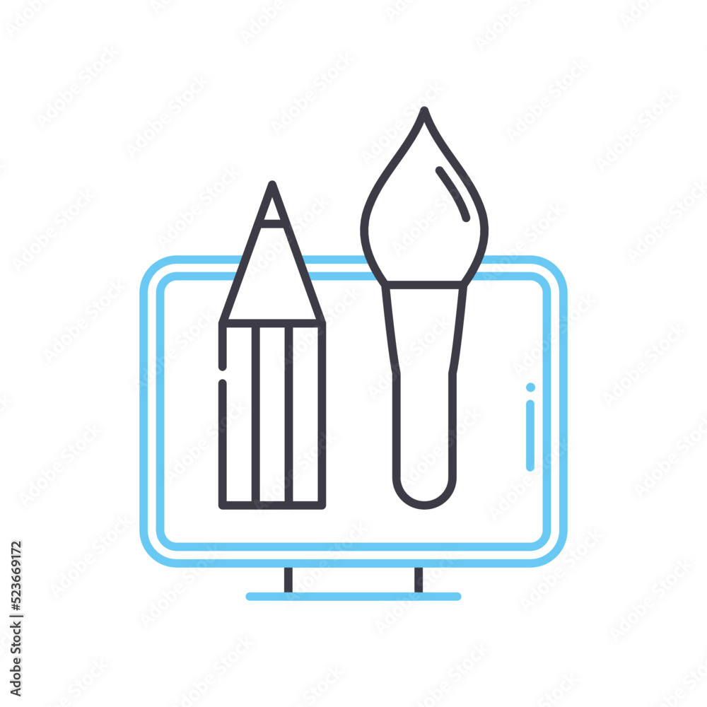 digital graphics line icon, outline symbol, vector illustration, concept sign