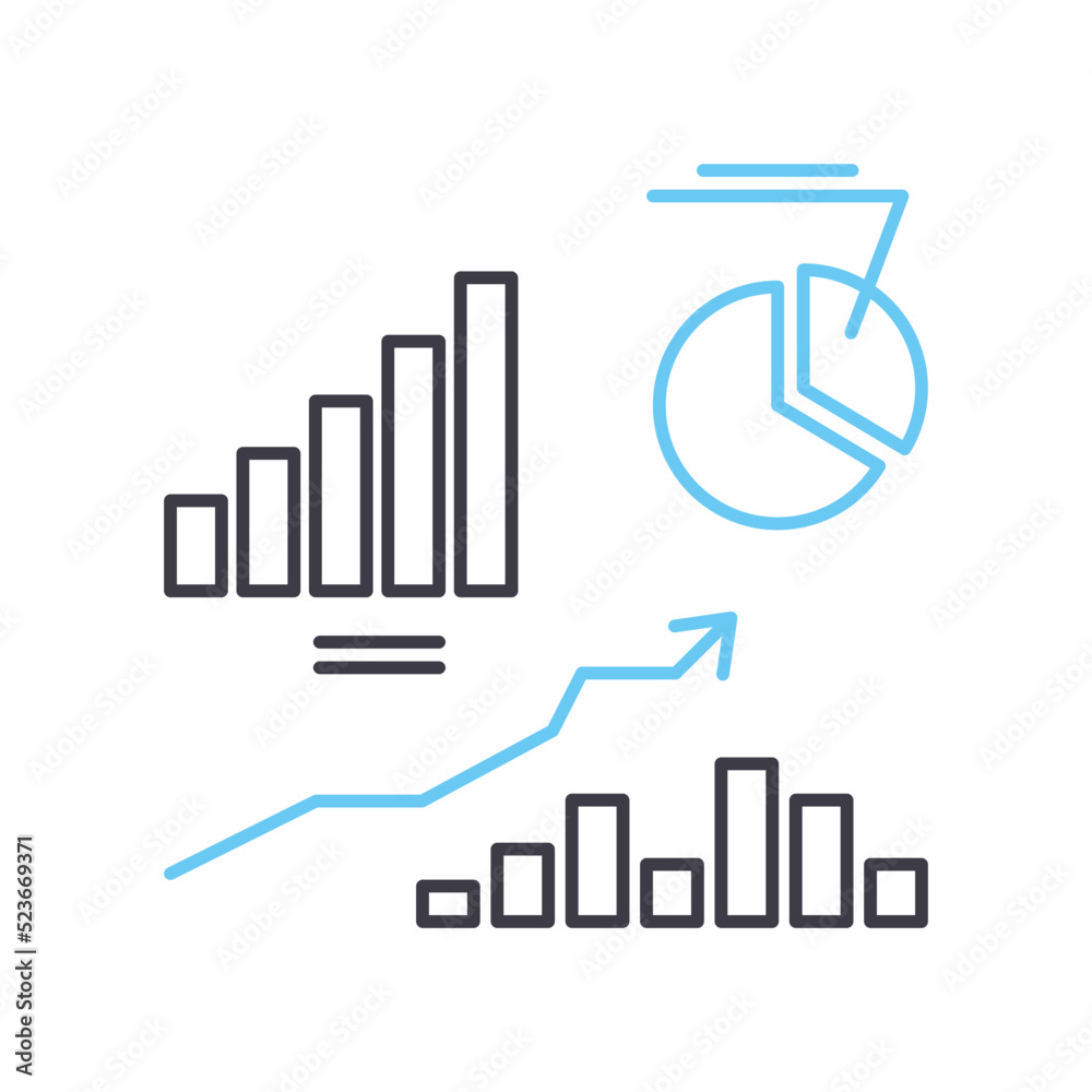 financial data analytics line icon, outline symbol, vector illustration, concept sign financial data analytics line icon, outline symbol, vector illustration, concept sign
