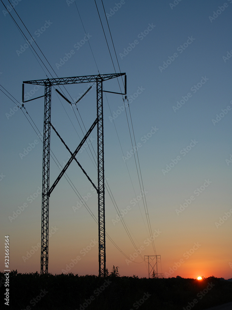 Power Line Sunrise 4 Vertical