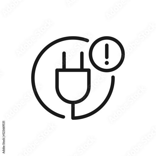 Unplugged. Electric plug disconnected icon design isolated on white background. Vector illustration