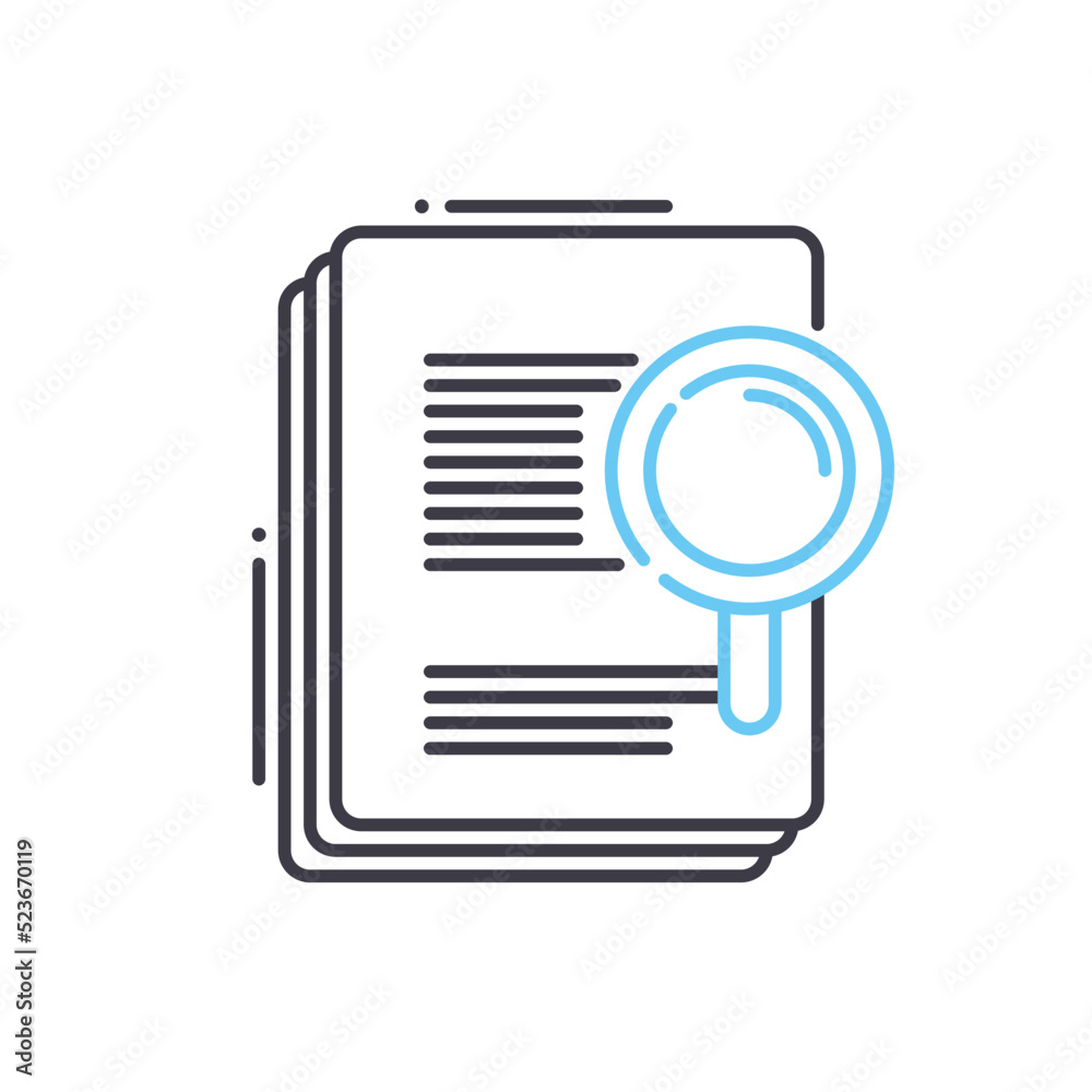 data research line icon, outline symbol, vector illustration, concept sign data research line icon, outline symbol, vector illustration, concept sign