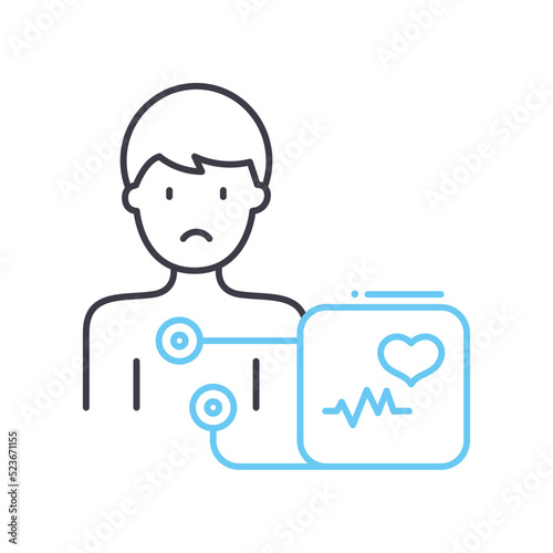 electrocardiogram line icon, outline symbol, vector illustration, concept sign