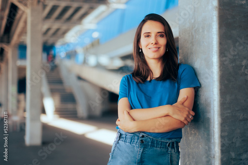 Free Download Happy Employee Standing Outside a Storage Building. Relaxed carefree business owner standing outside warehouse 
 - GFXLoad