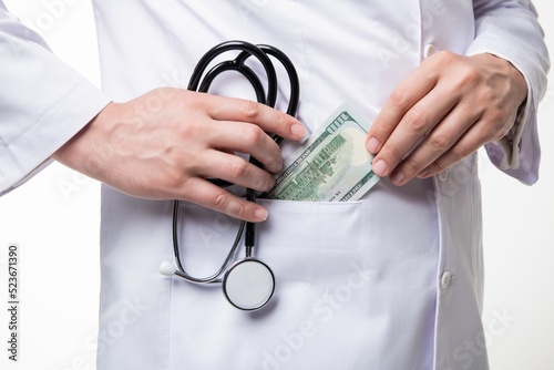 bribe for medical insurance. medical expenses and bribe. money for medicine bribe