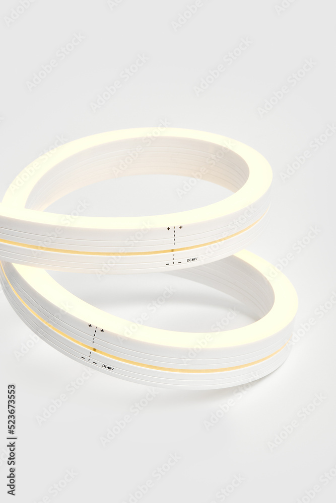 Flexible led tape on white background. Flexible led tape on white background.