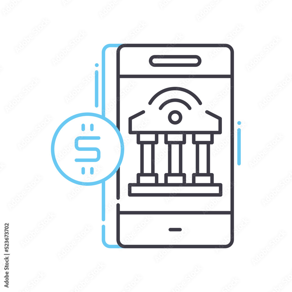 fintech line icon, outline symbol, vector illustration, concept sign fintech line icon, outline symbol, vector illustration, concept sign
