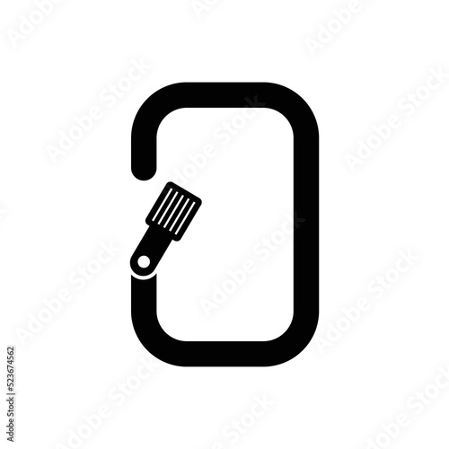 Carabiner icon. Industrial climber carabine icon isolated on white background. Vector illustration