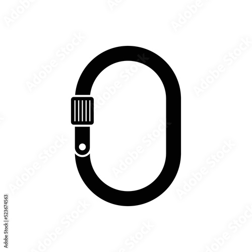 Carabiner icon. Industrial climber carabine icon isolated on white background. Vector illustration