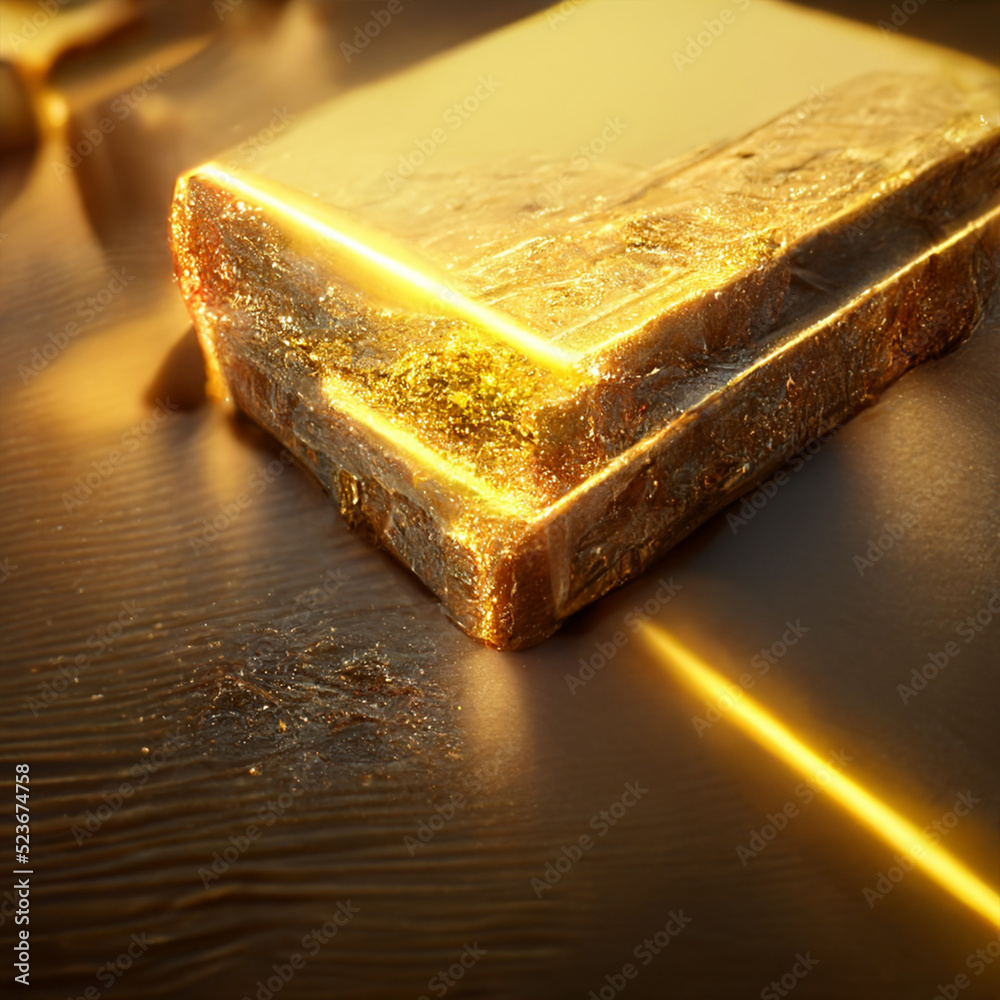 3D illustrations or 3D renderings gold backgrounds made gold ingots