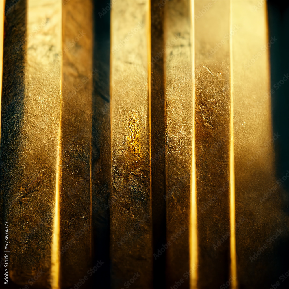 3D illustrations or 3D renderings gold backgrounds made gold ingots