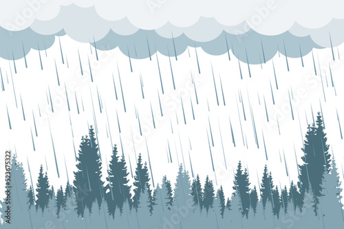 Monsoon season. Rainy season. Illustration of heavy rain. Vector illustration of rain cloud