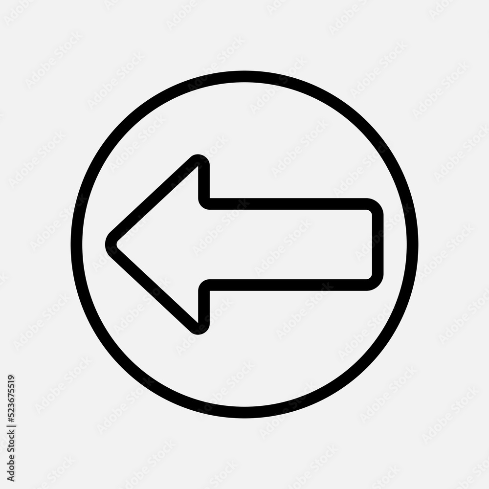 Left arrow icon in line style, use for website mobile app presentation