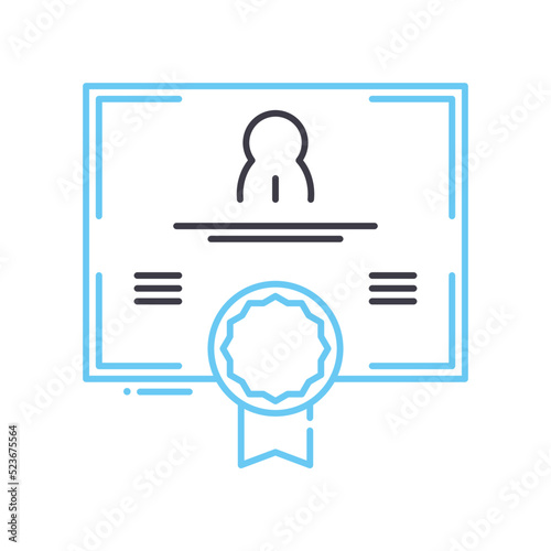 certificate line icon, outline symbol, vector illustration, concept sign