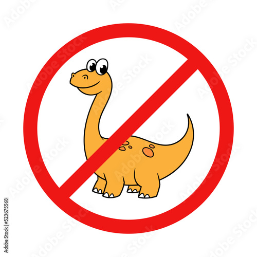Vector No Dinosaur Sign on White Background