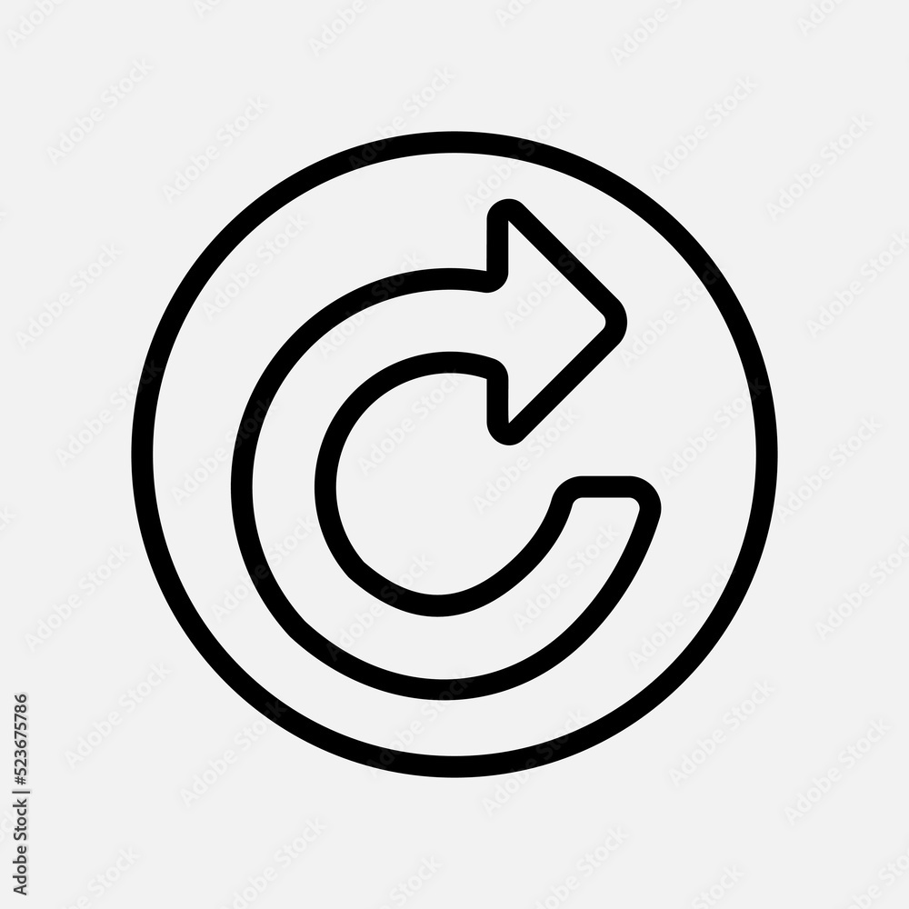 Redo arrow icon in line style, use for website mobile app presentation Redo arrow icon in line style, use for website mobile app presentation