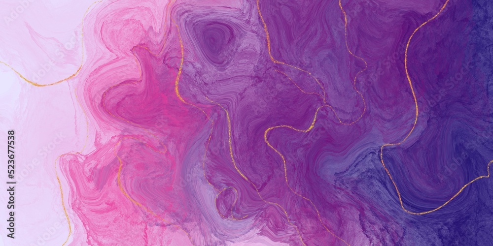 Fototapeta premium Abstract watercolor paint background by teal color violet and sky with liquid fluid texture for background, banner