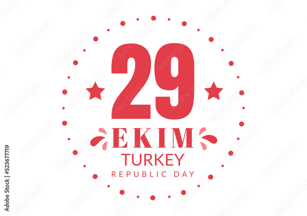 Republic Day Turkey or 29 Ekim Cumhuriyet Bayrami Kutlu Olsun Hand Drawn Cartoon Flat Illustration with Flag of Turkish and Happy Holiday Design Republic Day Turkey or 29 Ekim Cumhuriyet Bayrami Kutlu Olsun Hand Drawn Cartoon Flat Illustration with Flag of Turkish and Happy Holiday Design
