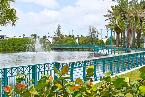 Fountain in the park in dowtown Daytona Beach Florida photo