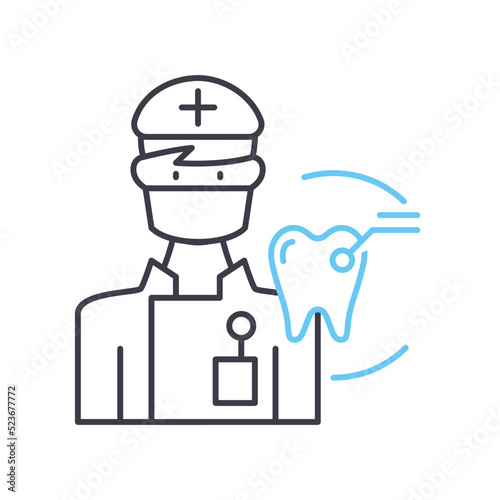 dental surgeon line icon, outline symbol, vector illustration, concept sign