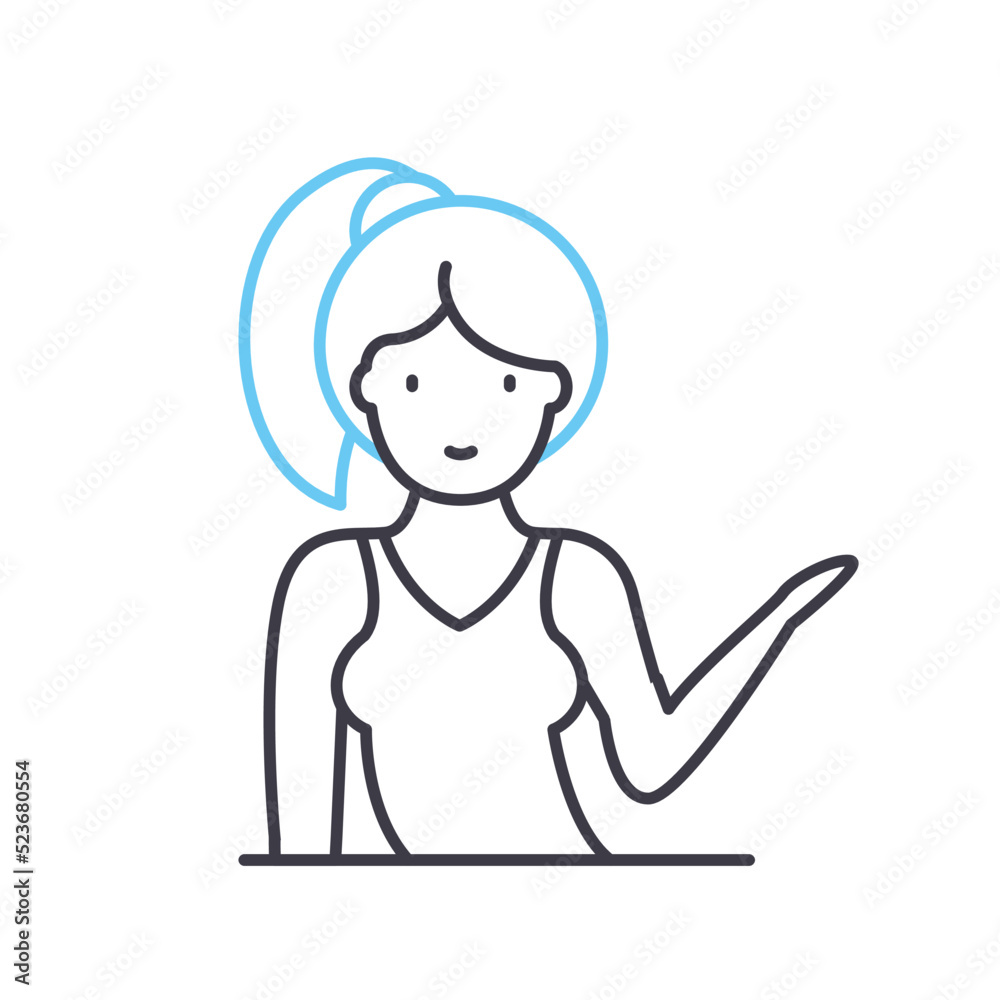 dancer girl line icon, outline symbol, vector illustration, concept sign dancer girl line icon, outline symbol, vector illustration, concept sign