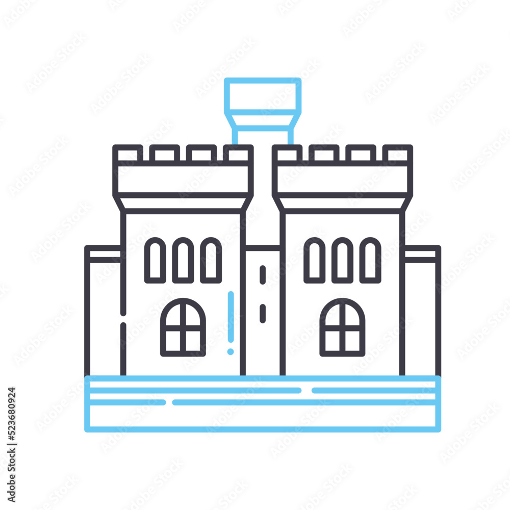 castle line icon, outline symbol, vector illustration, concept sign castle line icon, outline symbol, vector illustration, concept sign