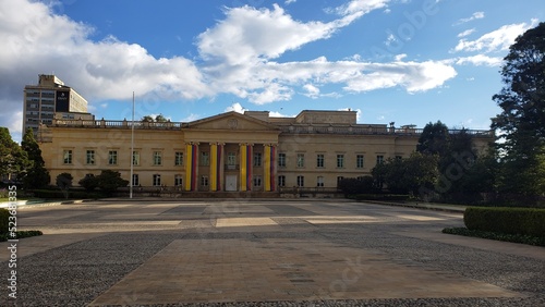 Bogota, Colombia; August 15 2022: Plaza de Armas, the main square located at historic center of Bogota recently open to public in the capital city of Colombia in South America