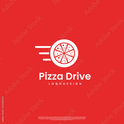 pizza delivery logo, pizza combine with tire logo concept