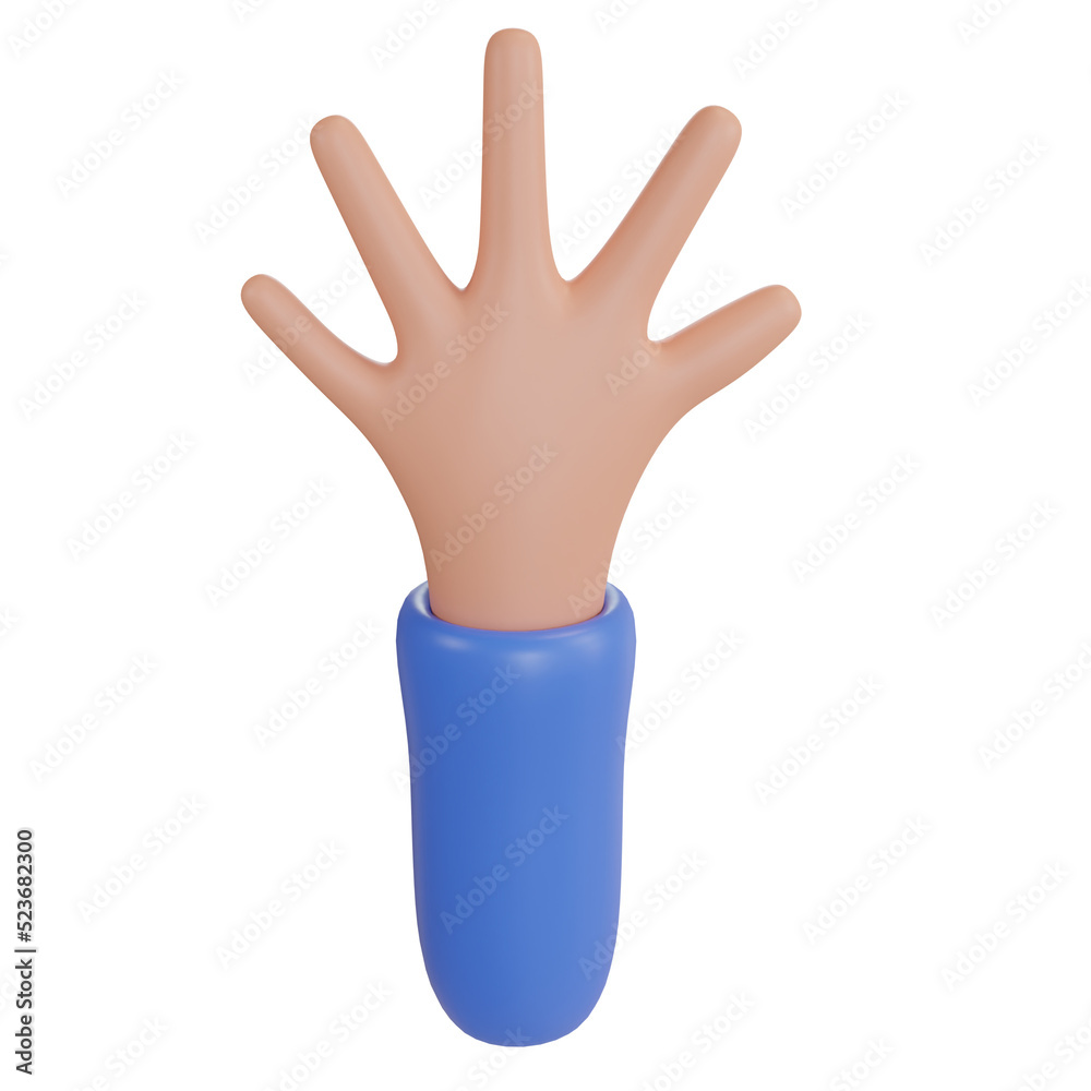 3d icon illustration of five finger hand gesture 3d icon illustration of five finger hand gesture