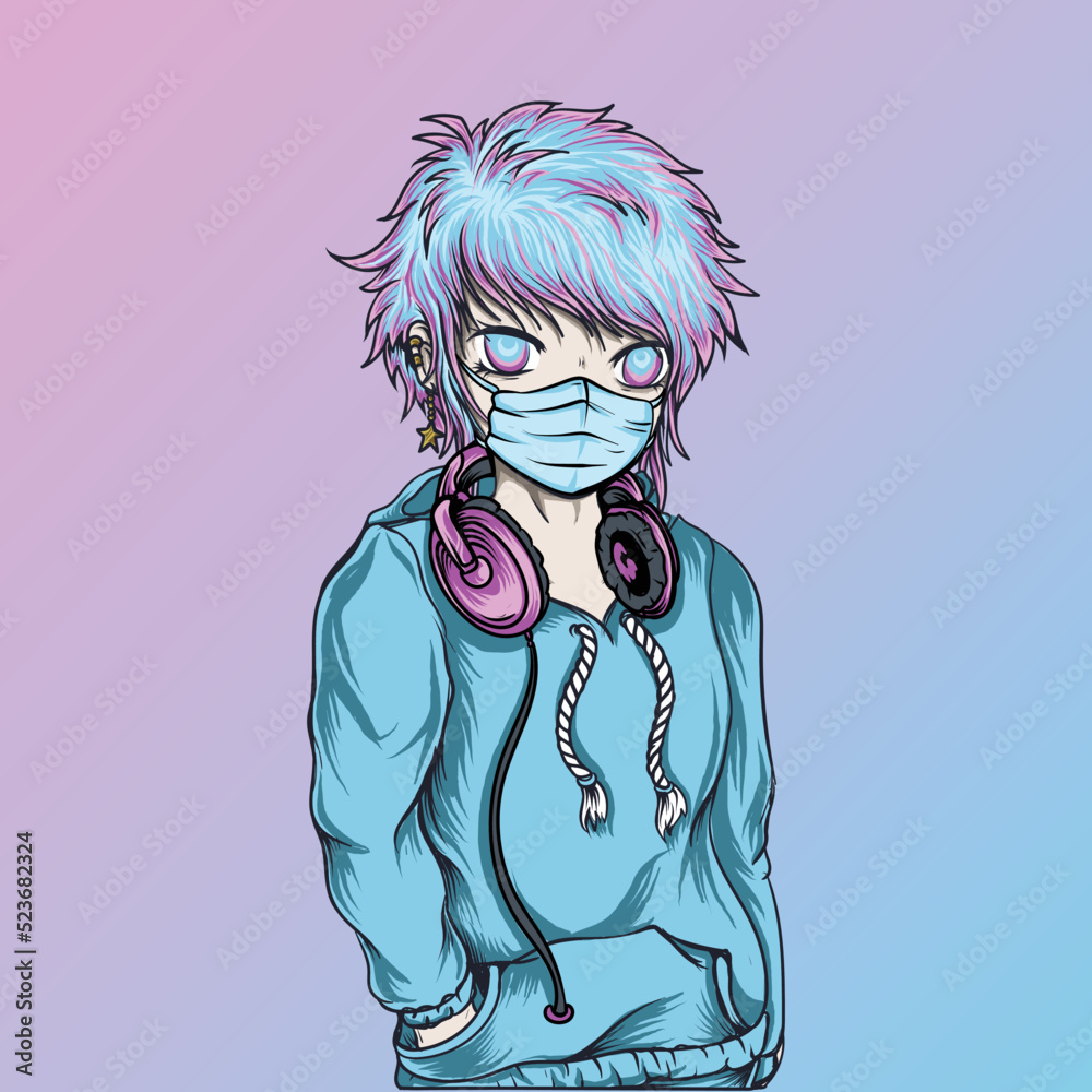artwork illustration for nft woman character with hoodie artwork illustration for nft woman character with hoodie