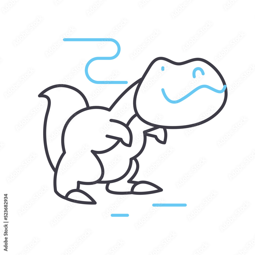 Fototapeta premium dinosaur line icon, outline symbol, vector illustration, concept sign