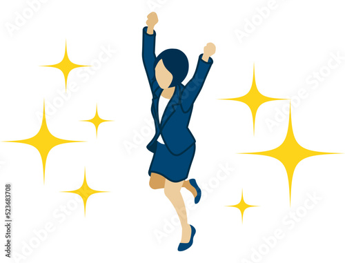 Jumping business woman - isometric view