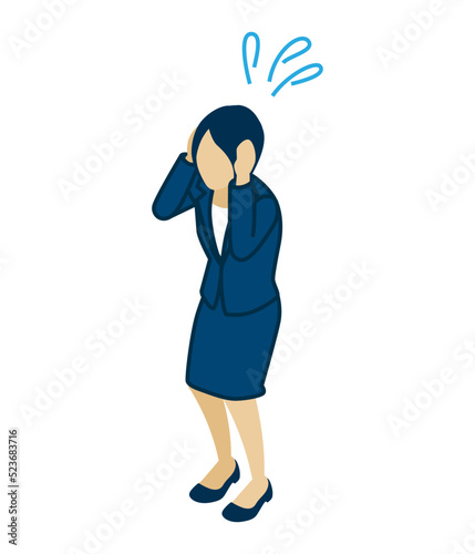 Frustrated business woman - isometric view