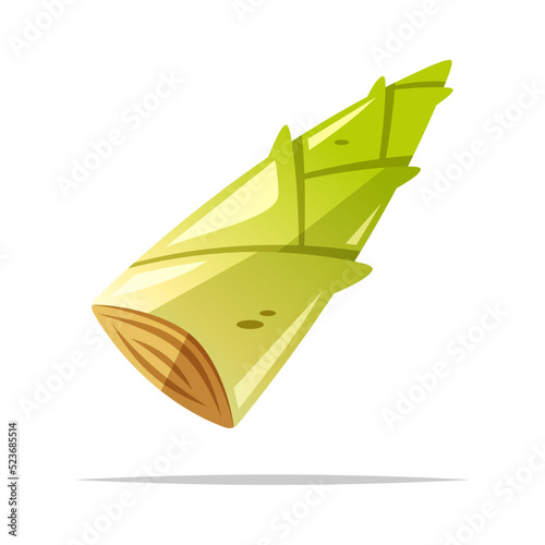 Bamboo shoot edible sprout vector isolated illustration