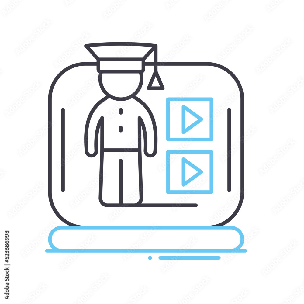 e-learning line icon, outline symbol, vector illustration, concept sign