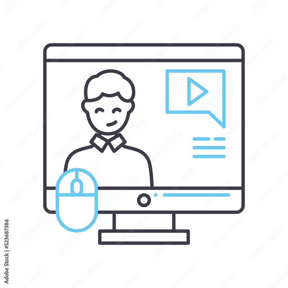 computer training line icon, outline symbol, vector illustration, concept sign computer training line icon, outline symbol, vector illustration, concept sign