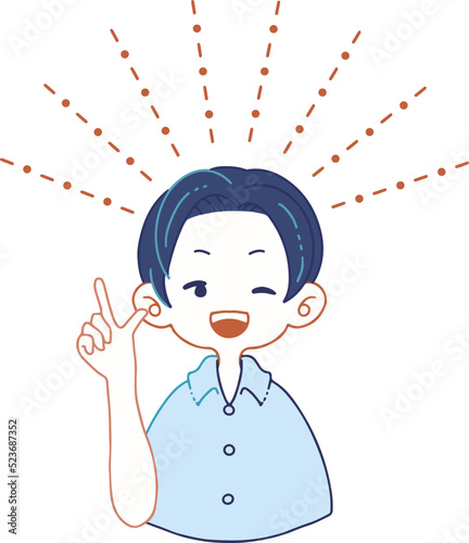 前向きな提案をする人物_ウインク_明るい_イラスト