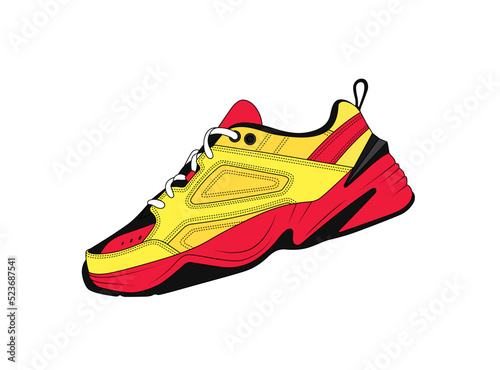 Vector exclusive colorful sneaker silhouette side view. Isolated on white background sport style casual man shoes. Luxury modern footwear logo. Casual urban look. Fashion sneakers side view. Shoe logo