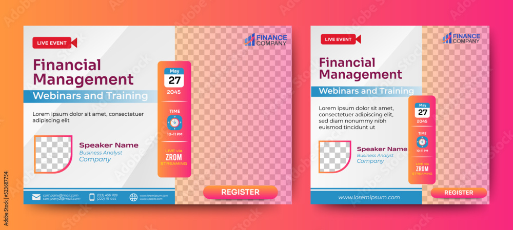 Financial Management live webinar banner invitation and social media