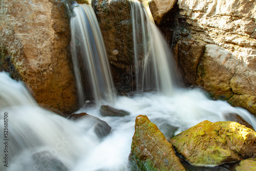 beautiful waterfull and stone