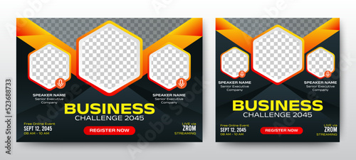 Online Business live webinar banner invitation and social media post template. Business webinar invitation design. Vector EPS 10