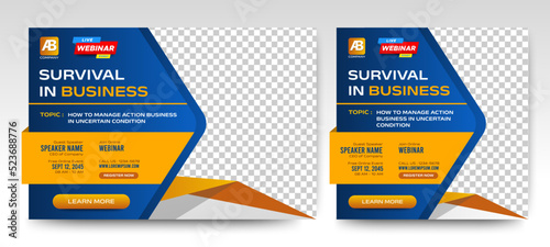 Digital Business Challenges live webinar banner invitation and social media post template. Business webinar invitation design. Vector EPS 10
