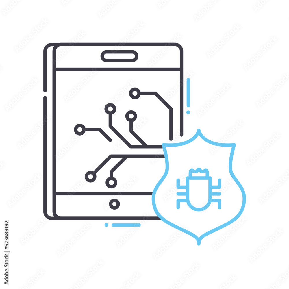 antivirus line icon, outline symbol, vector illustration, concept sign