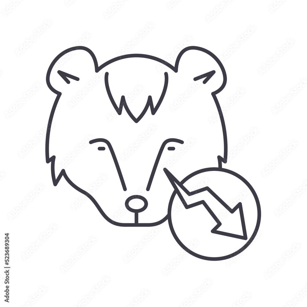 Fototapeta premium bear trend line icon, outline symbol, vector illustration, concept sign