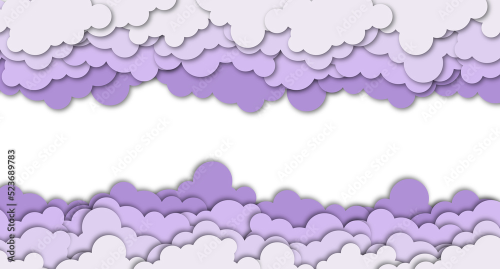 Cloudy paper art illustration. Sky with cloud background, illustration, paper art style, copy space for text. Transparent background. Illustration
