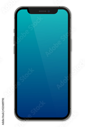 Realistic models smartphone with transparent screens. Smartphone mockup collection. Device front view. 3D mobile phone with shadow. Transparent background. Illustration
