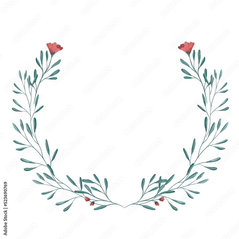 Floral wreath illustration for wedding invitation