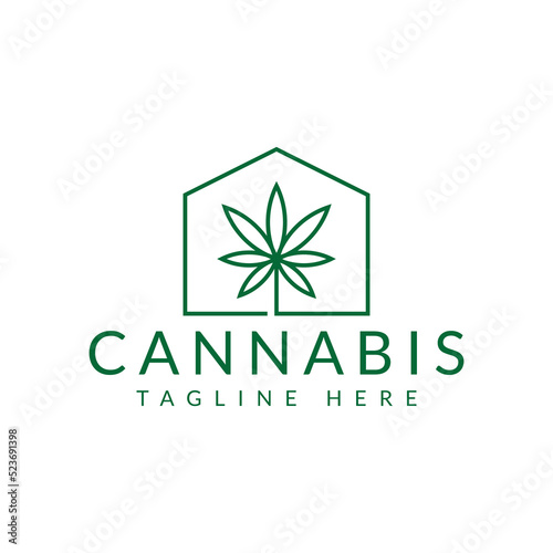 green cannabis house logo design
