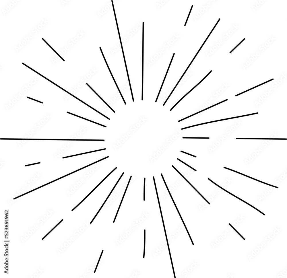 Obraz premium Sun rays or sunshine linear drawing